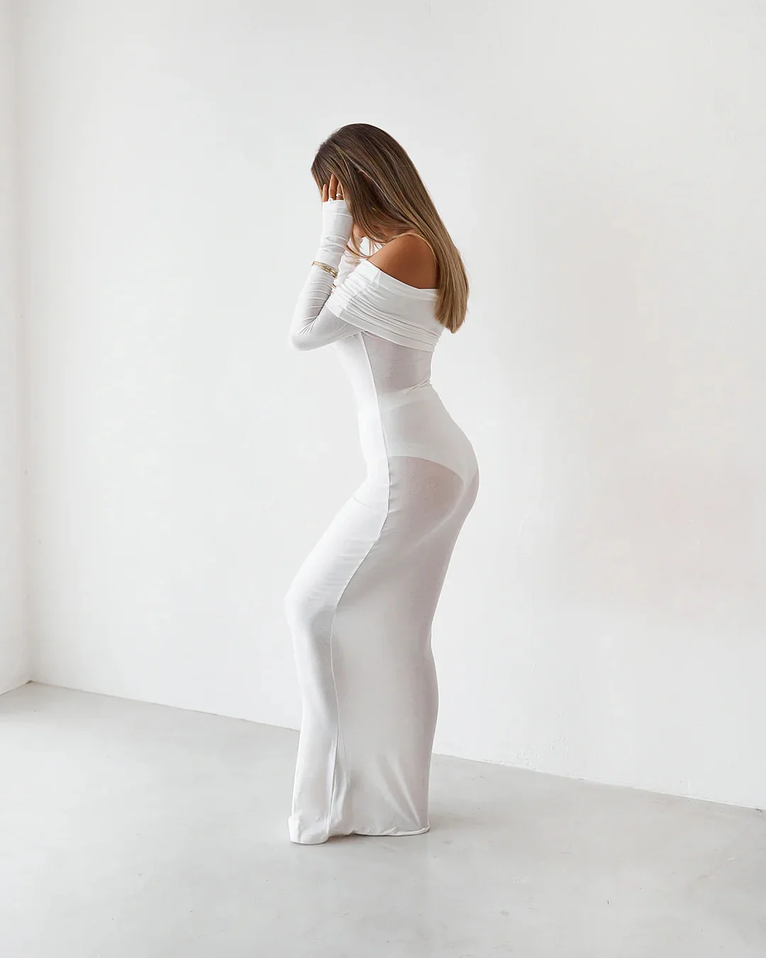 Sheer Maxi Dress - White - Image 4