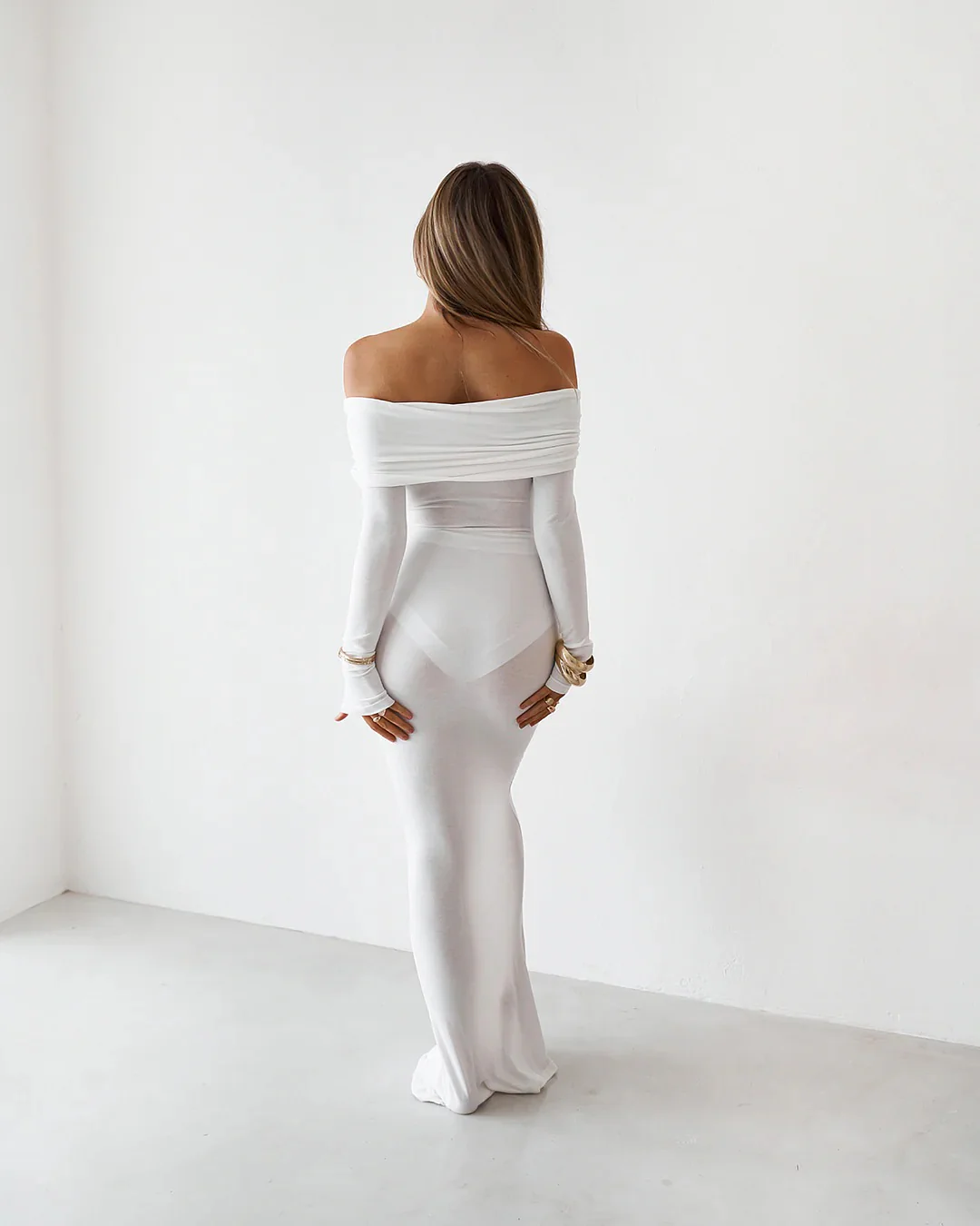 Sheer Maxi Dress - White - Image 8
