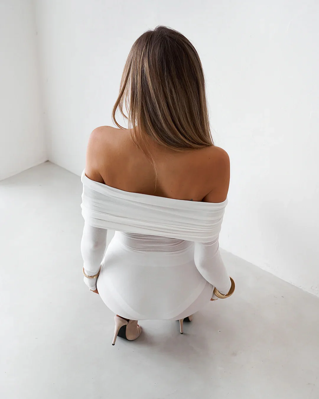 Sheer Mini Dress - White - Image 4