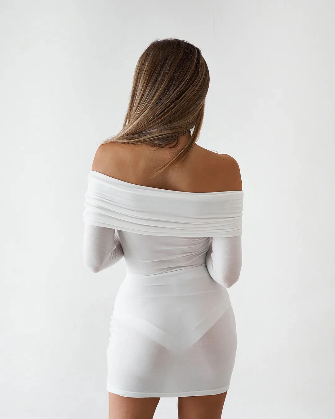 Sheer Mini Dress - White - Image 8