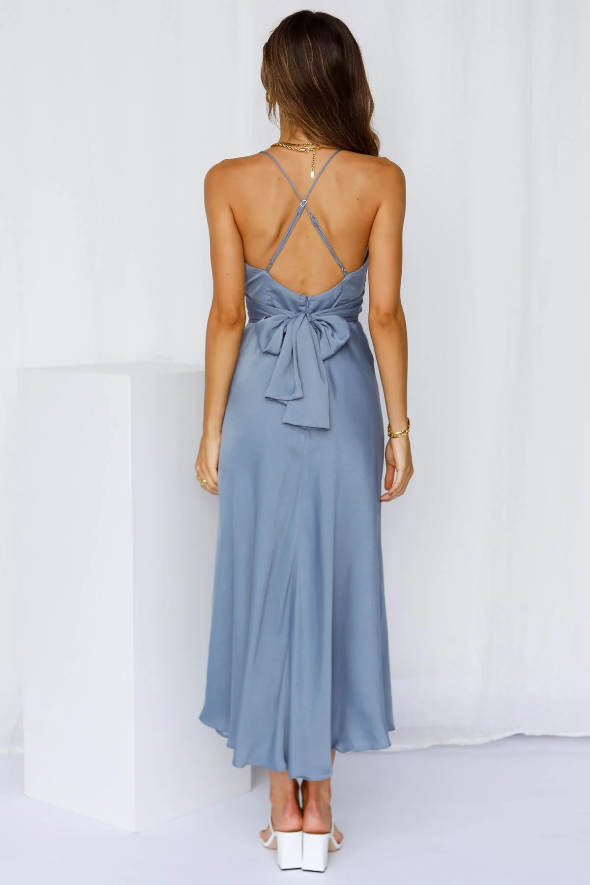 Skye Midi Dress - Dusty Blue - Image 2