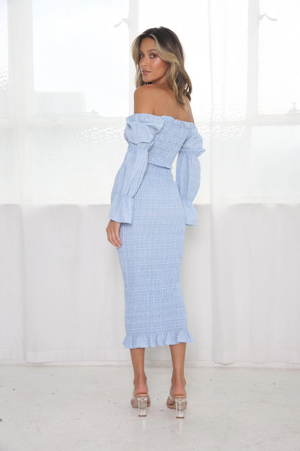 Grace Midi Dress - Baby Blue - Image 2