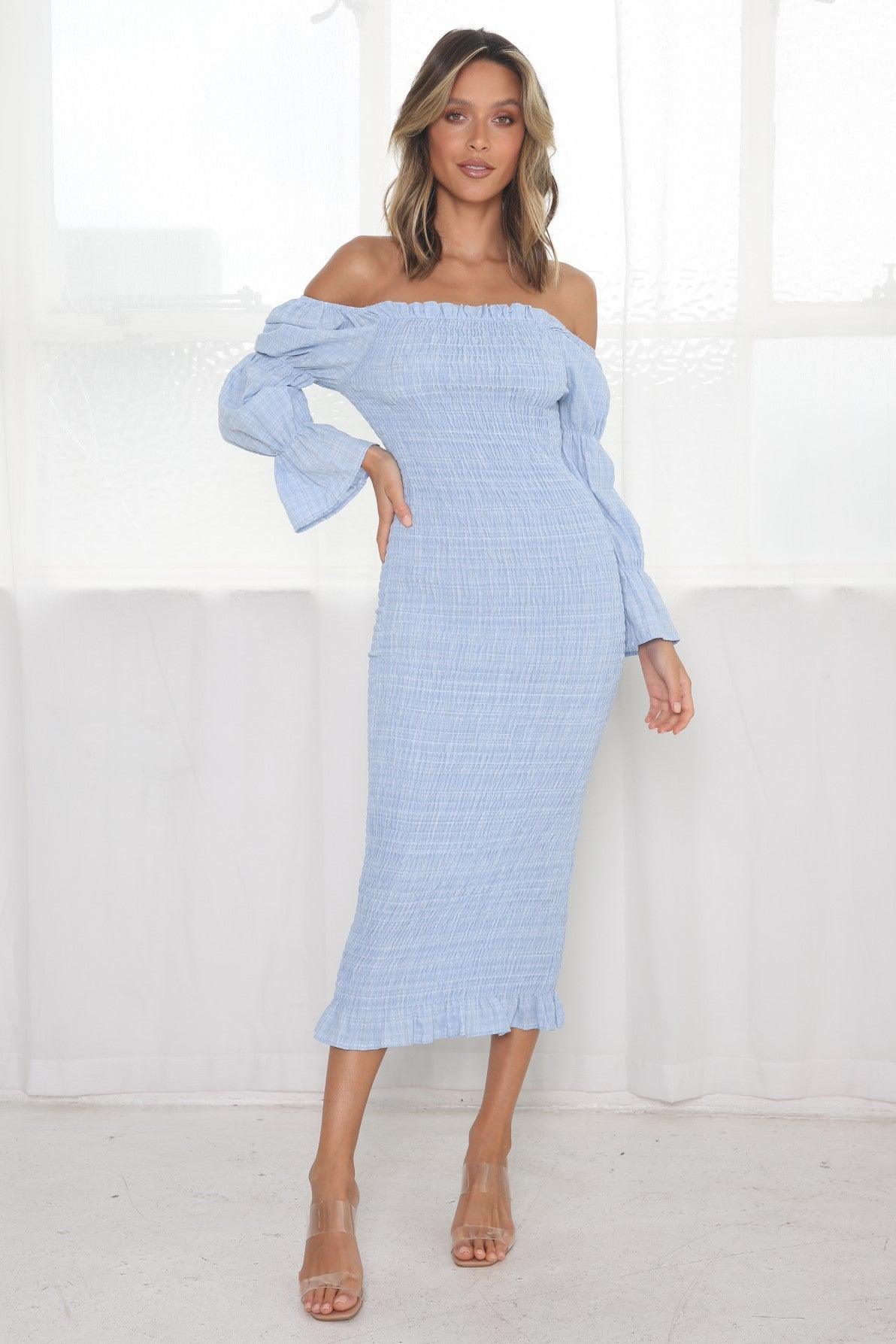 Grace Midi Dress - Baby Blue - Image 4