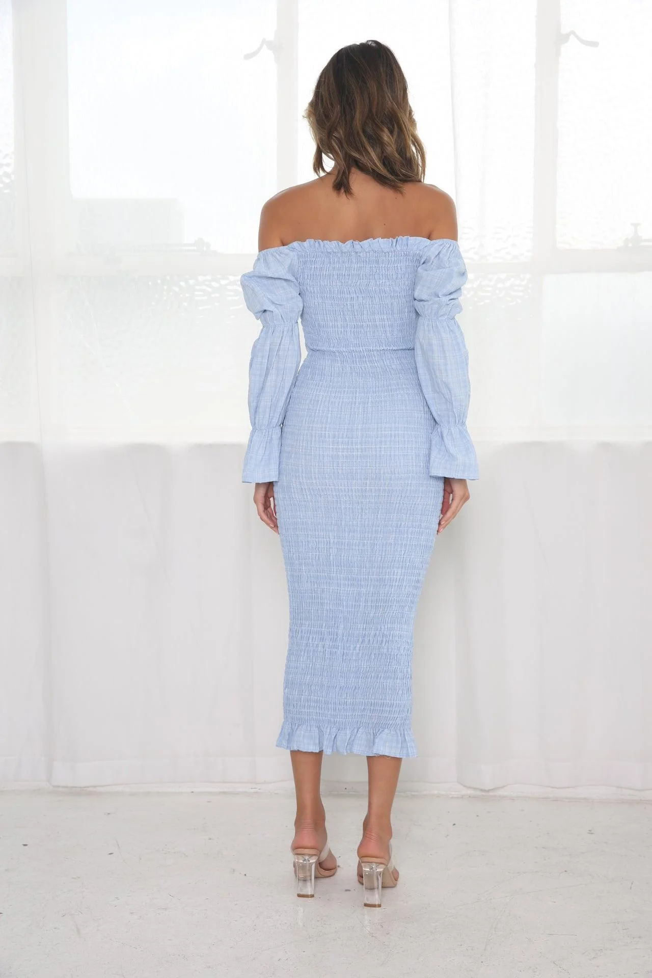 Grace Midi Dress - Baby Blue - Image 6