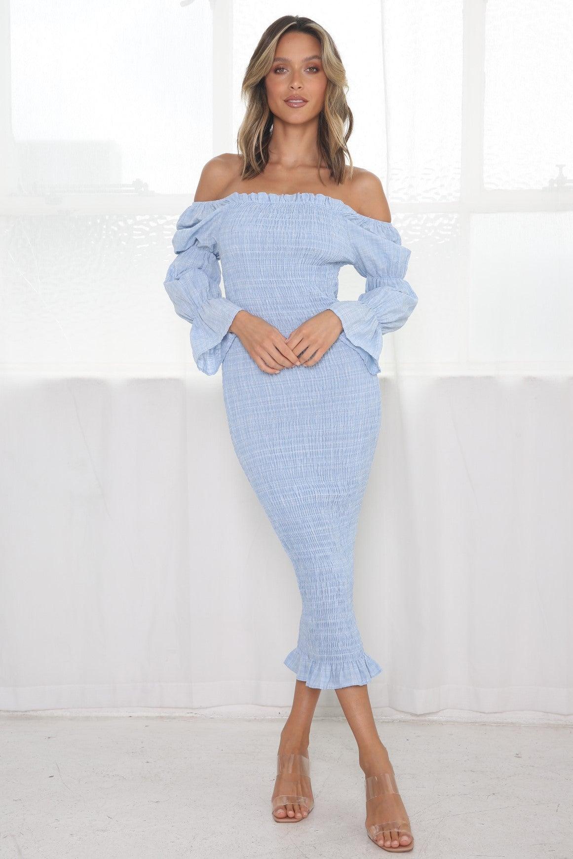 Grace Midi Dress - Baby Blue - Image 7