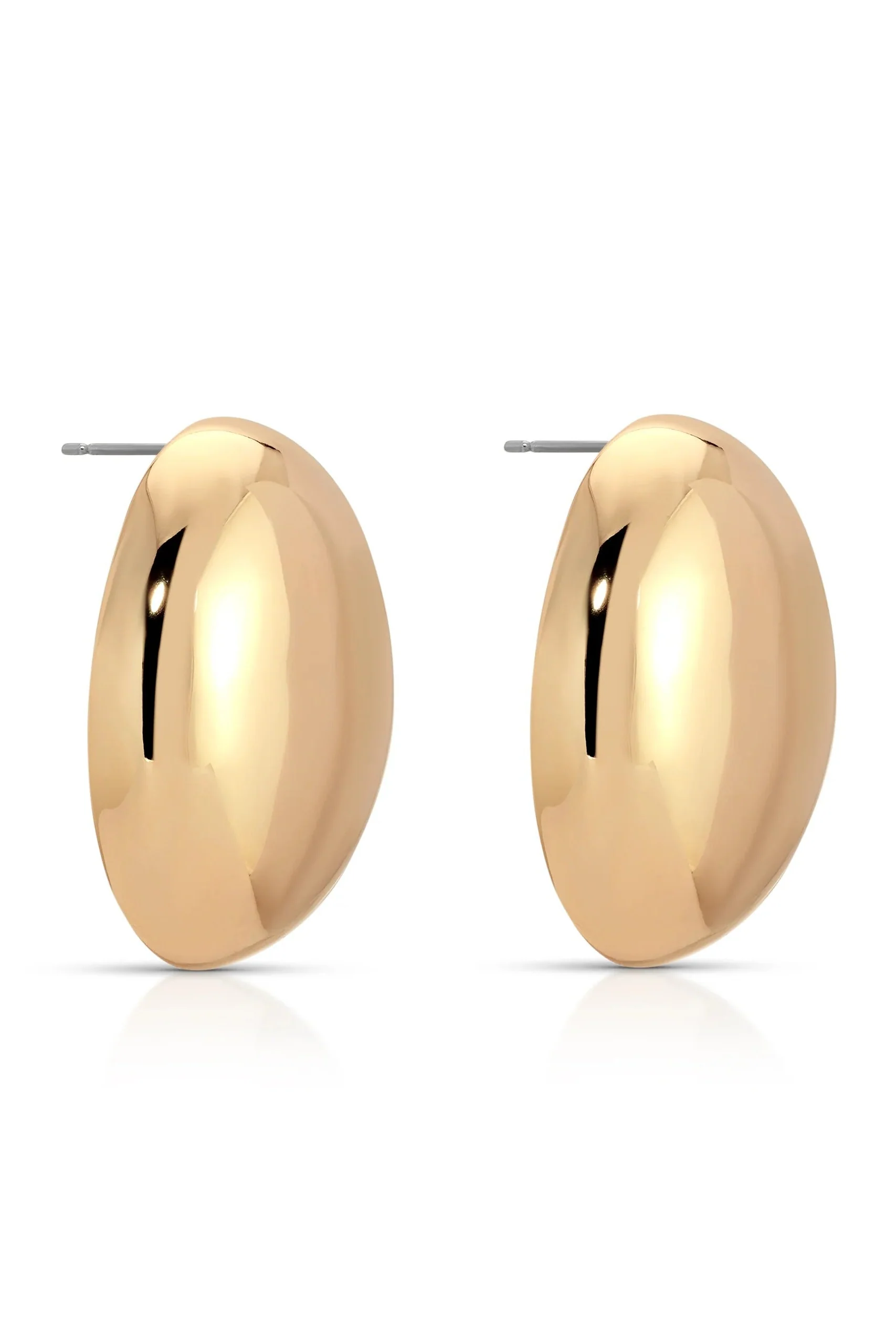 Smooth Pebble Earrings - Gold - Image 2