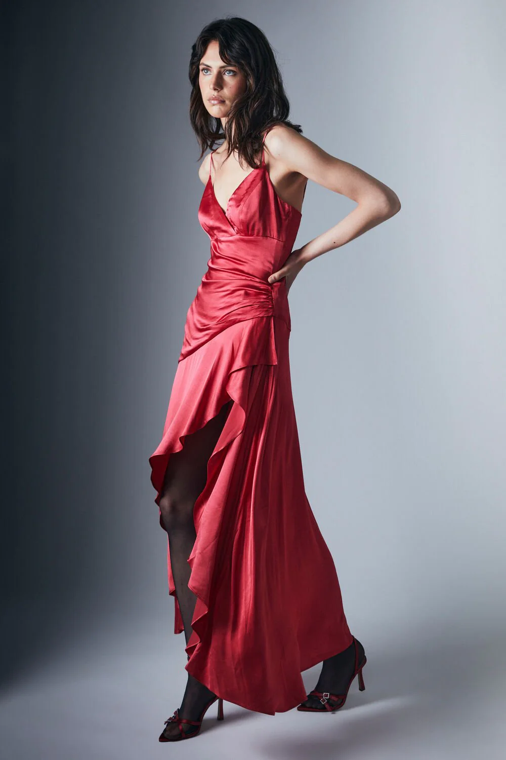 Sorella Ruffle Midi Dress - Wine - Image 3