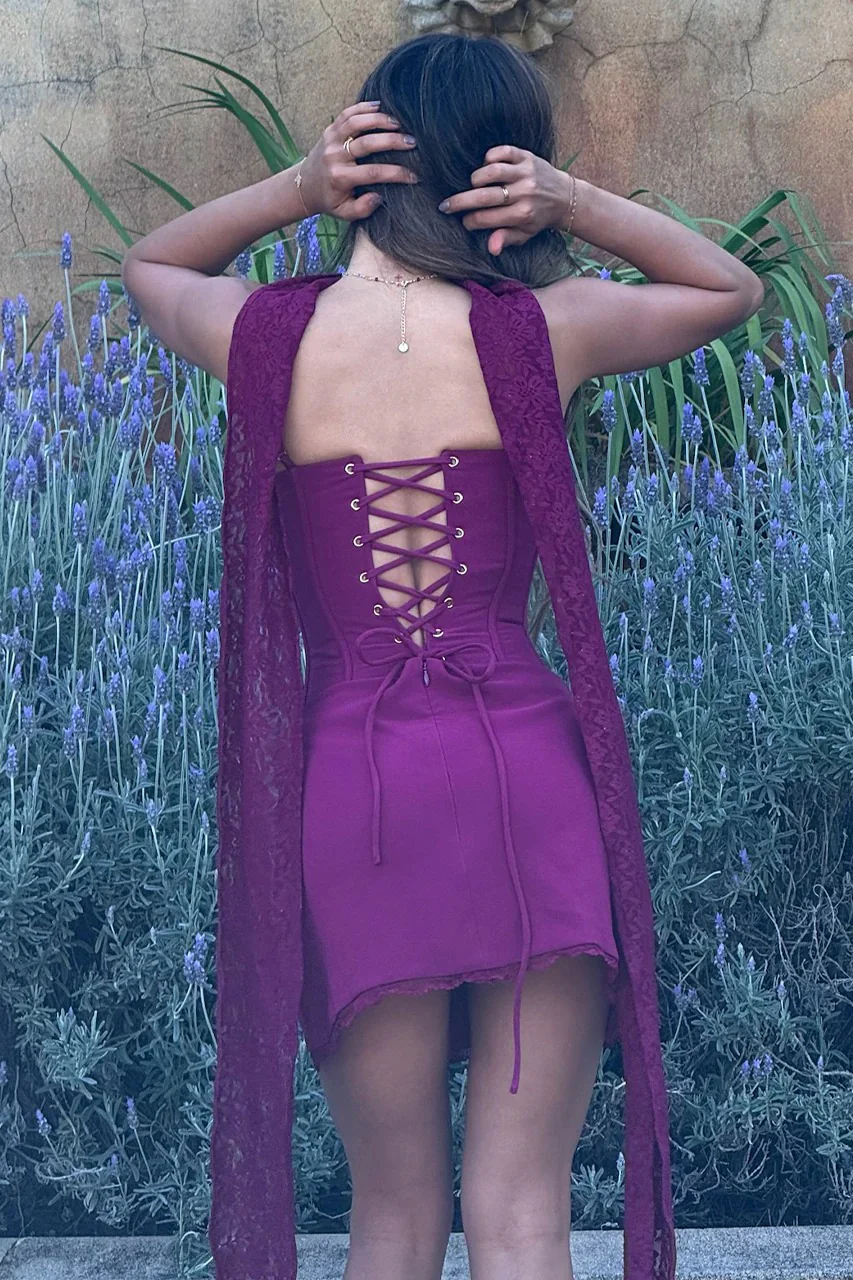 Starla Mini Dress - Plum - Image 2