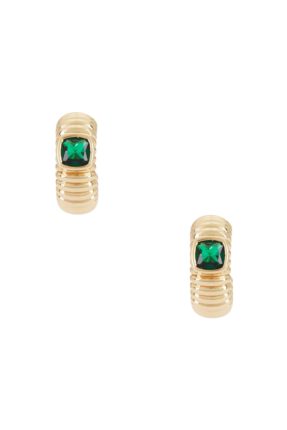 Textured Emerald Hoop Earrings - Image 2