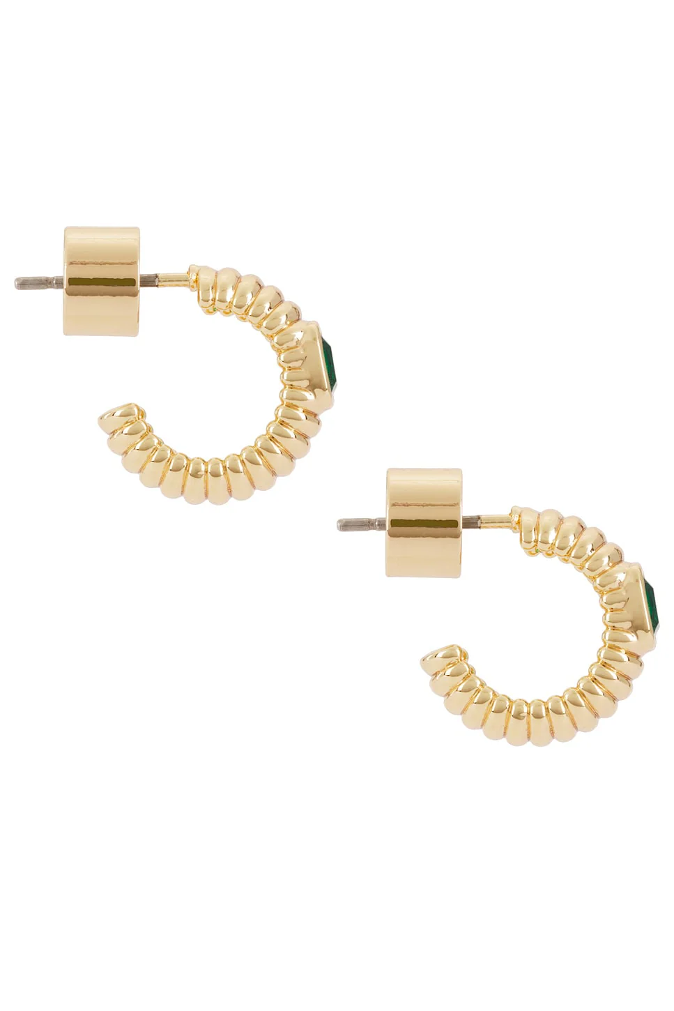 Textured Emerald Hoop Earrings - Image 3