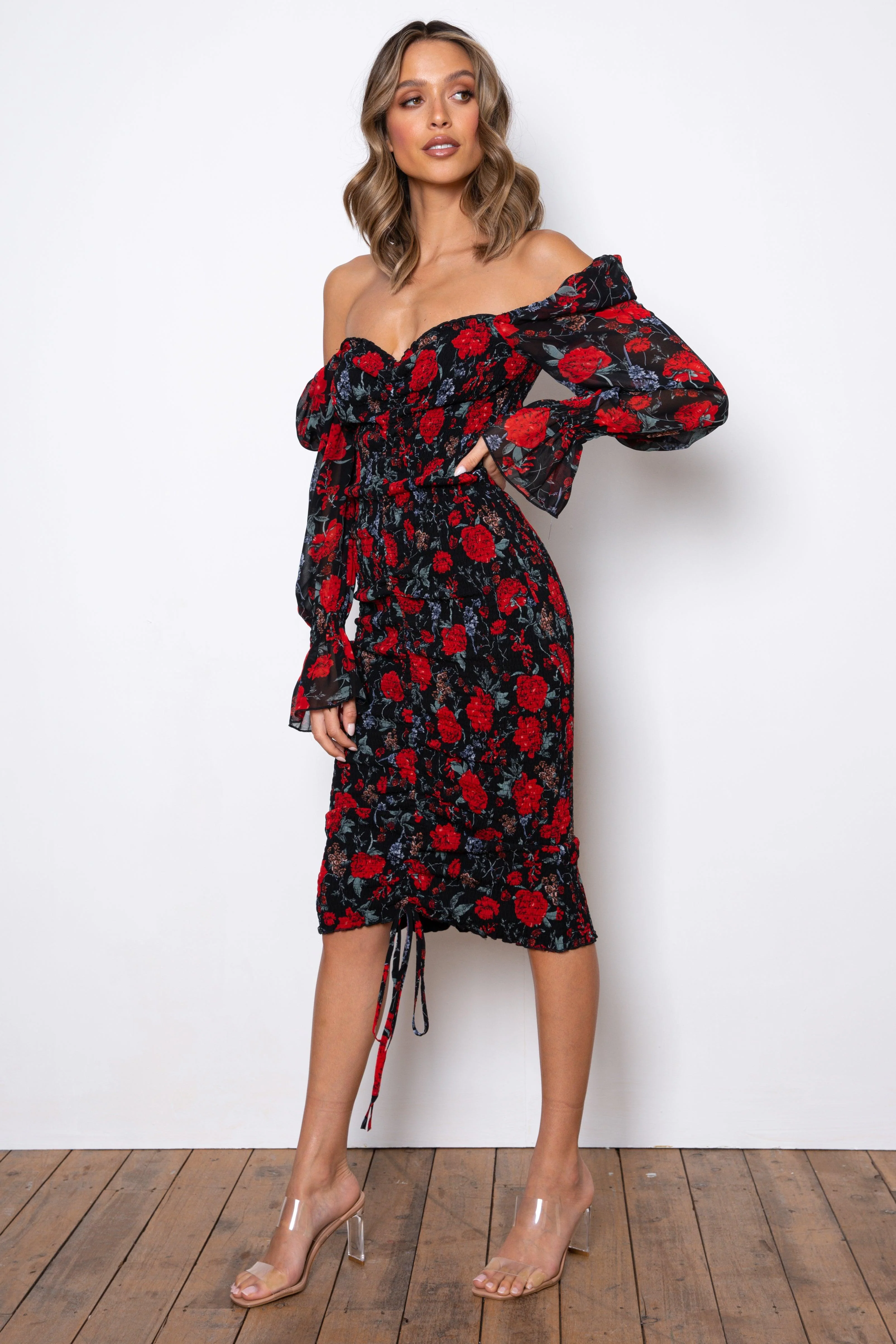 Tina Long Sleeve Dress - Black Rose - Image 2