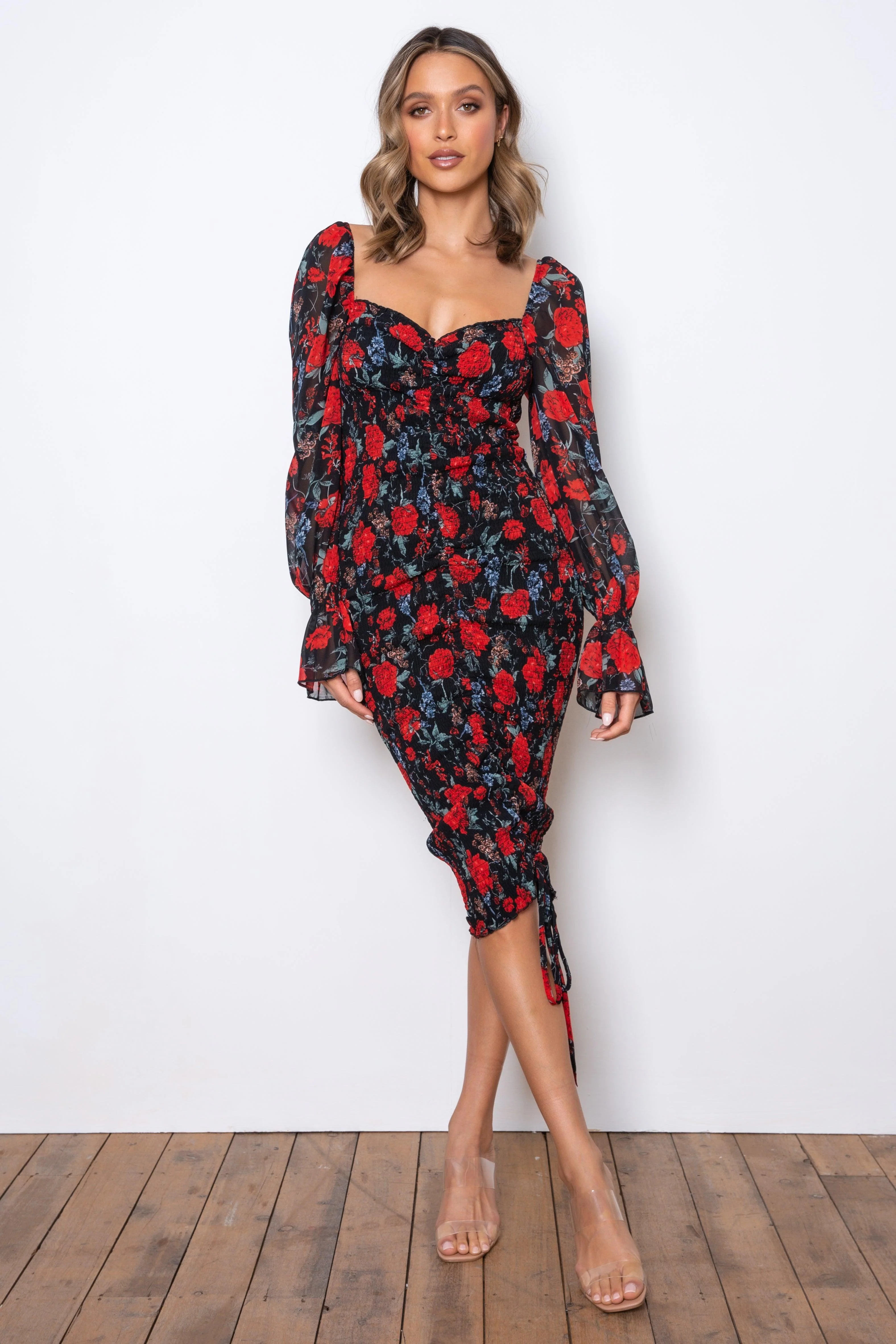 Tina Long Sleeve Dress - Black Rose - Image 3