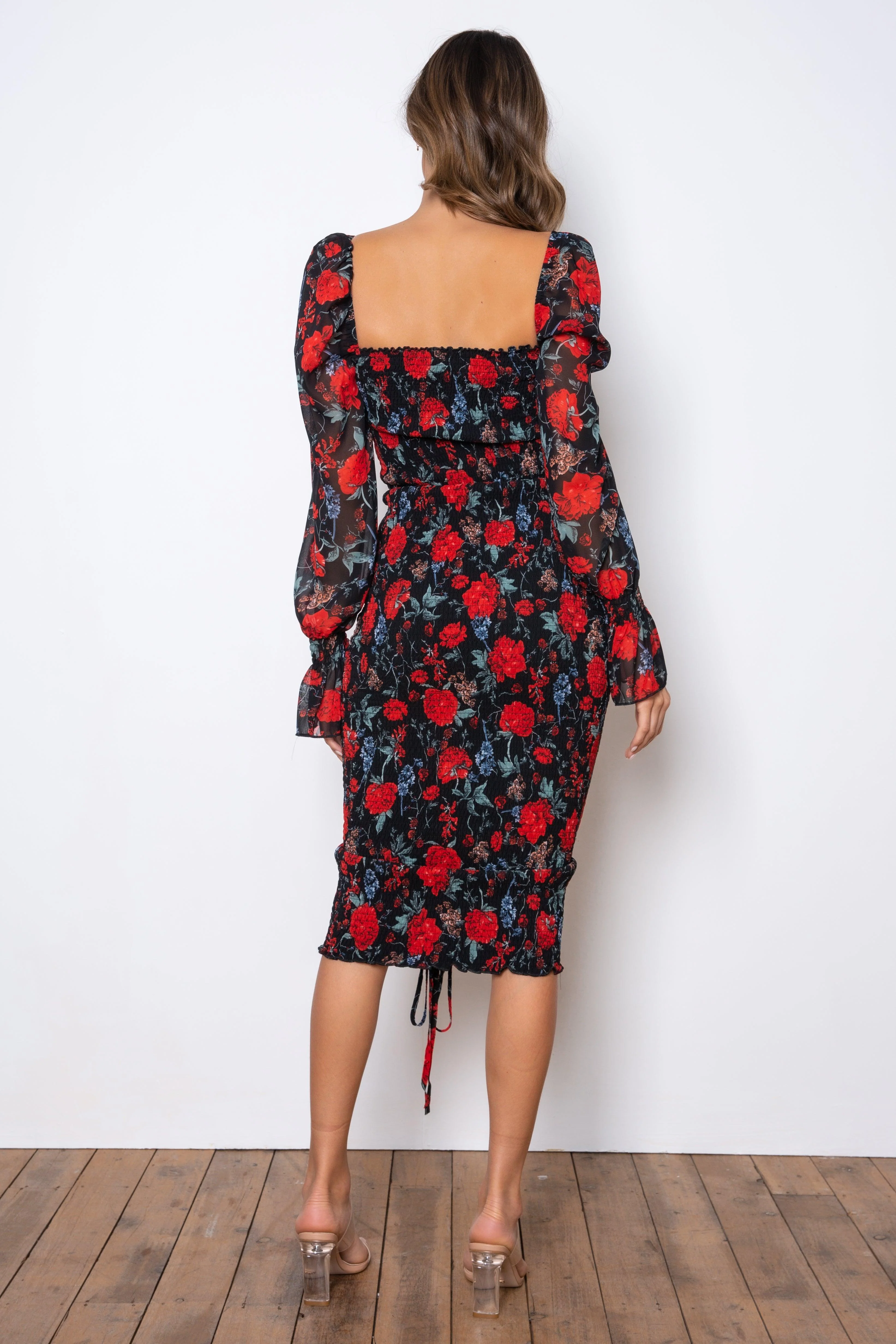 Tina Long Sleeve Dress - Black Rose - Image 6