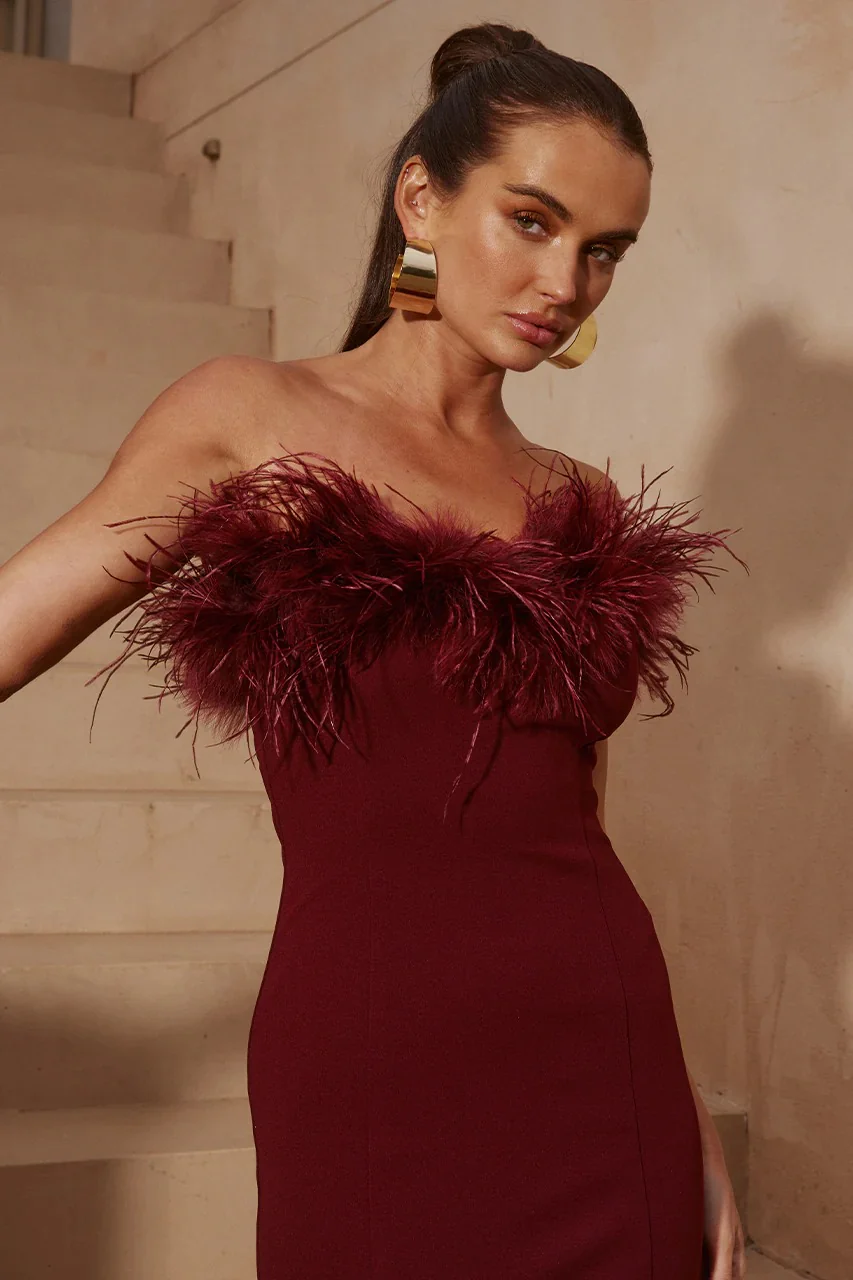 Valentino Midi Dress - Wine - Image 3