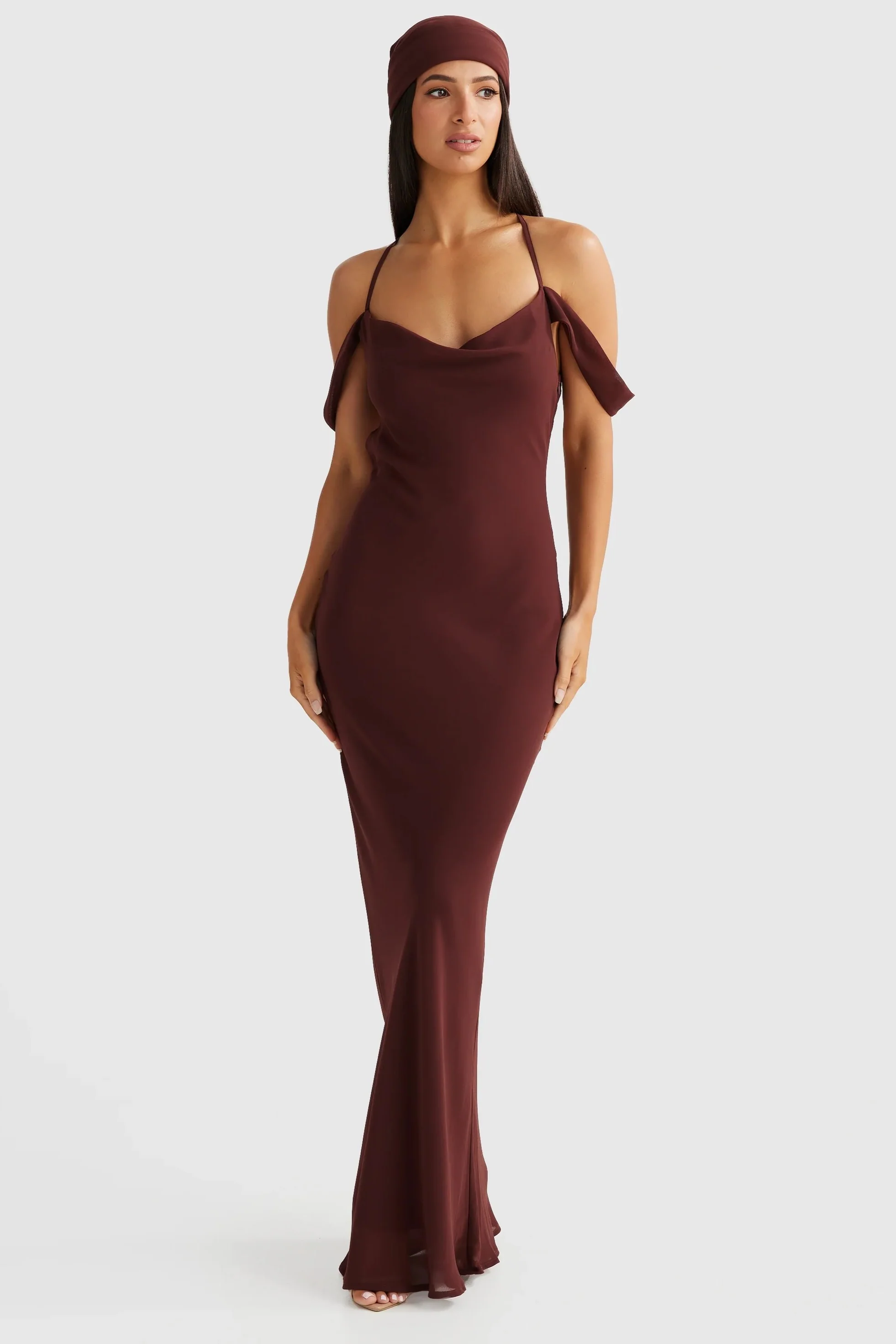Vienna Bias Cut Gown - Brown - Image 2