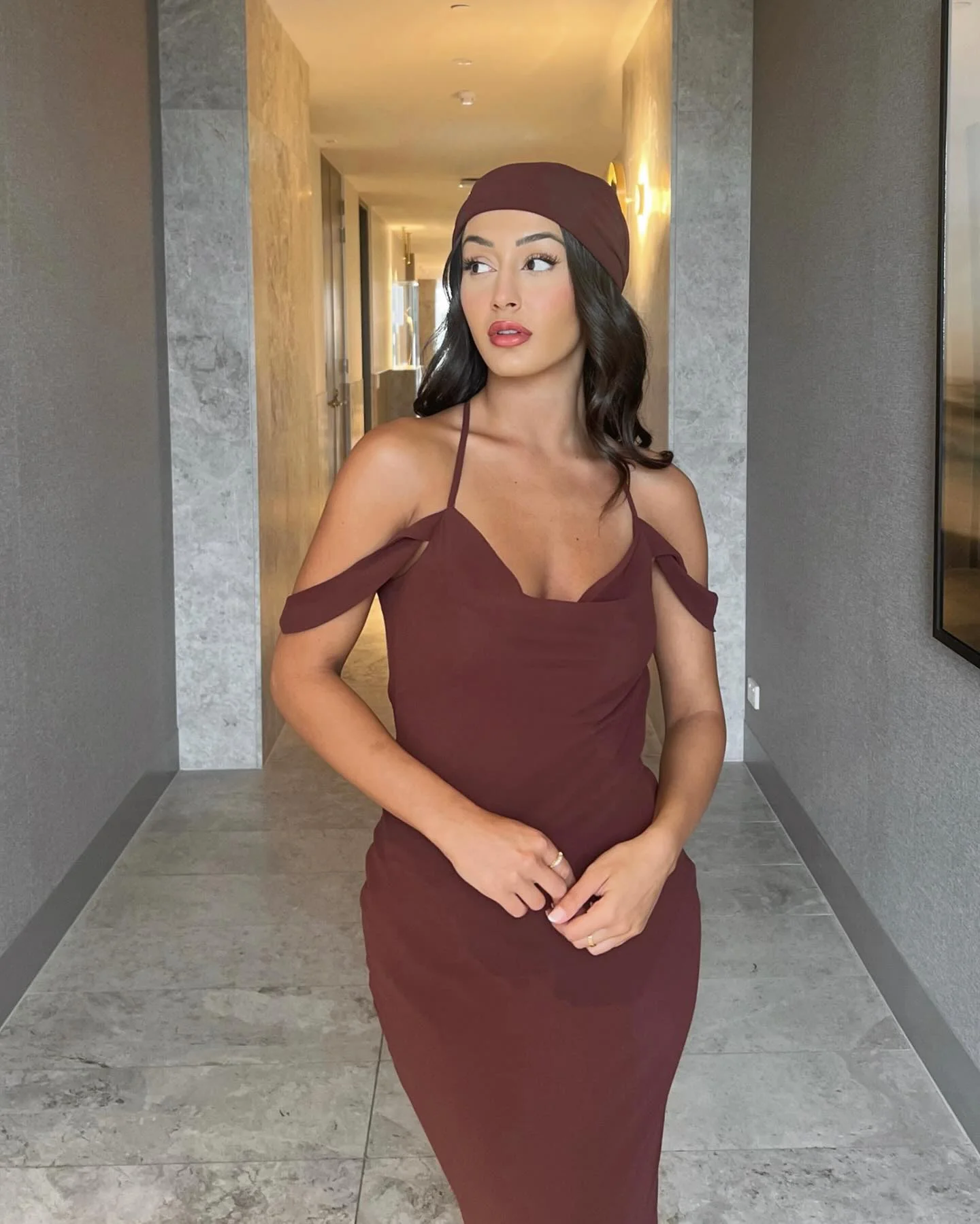 Vienna Bias Cut Gown - Brown - Image 4