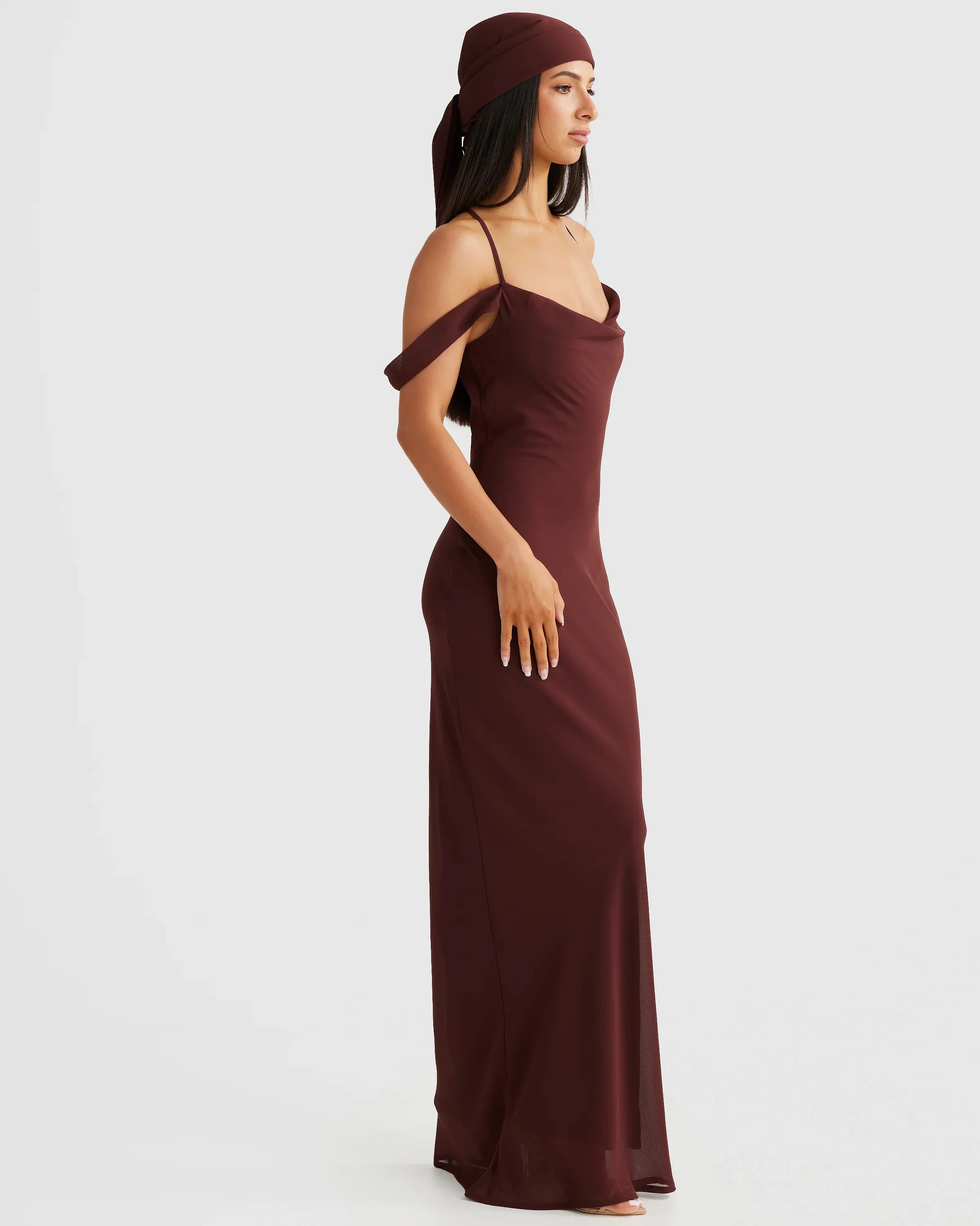 Vienna Bias Cut Gown - Brown - Image 5