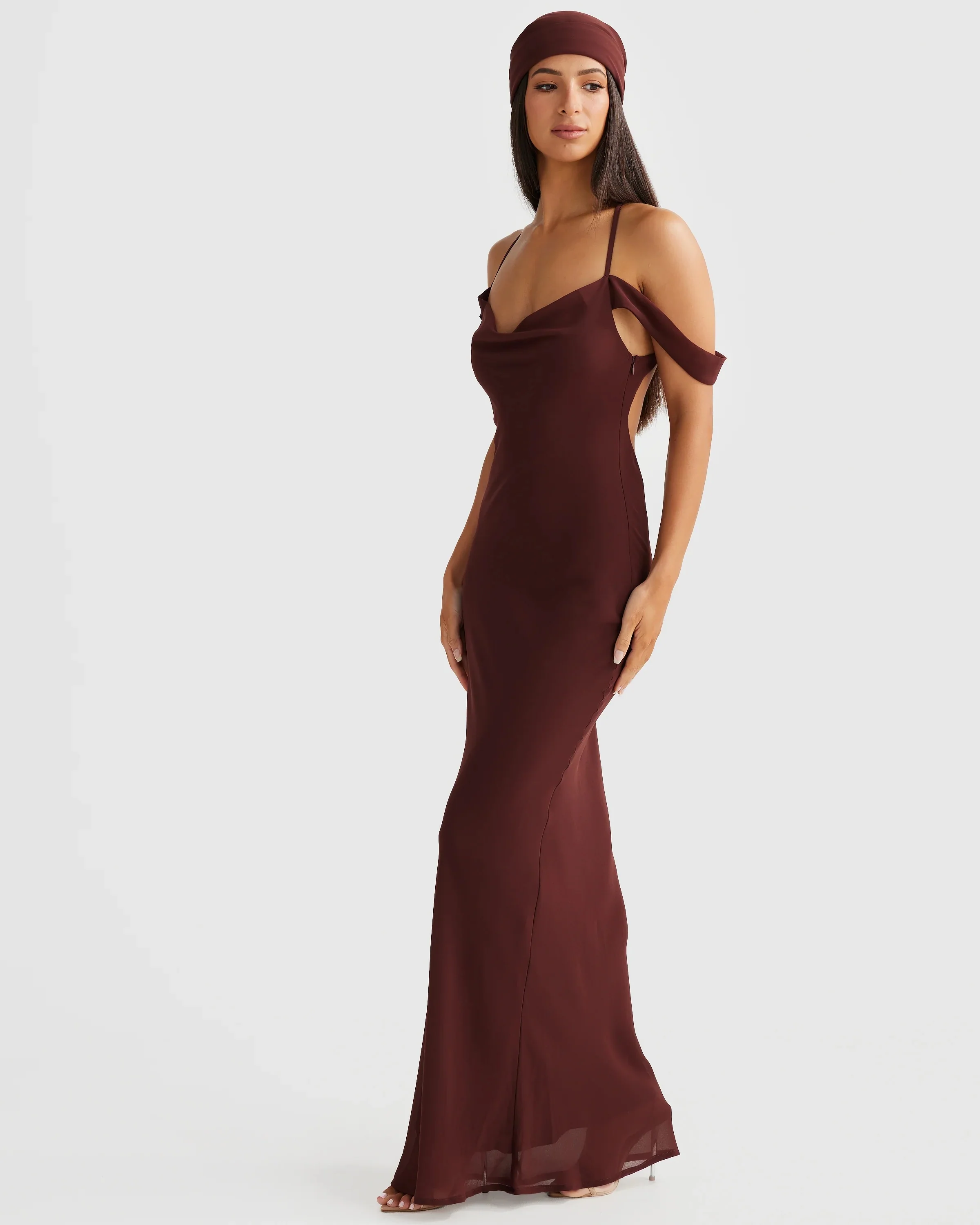 Vienna Bias Cut Gown - Brown - Image 6