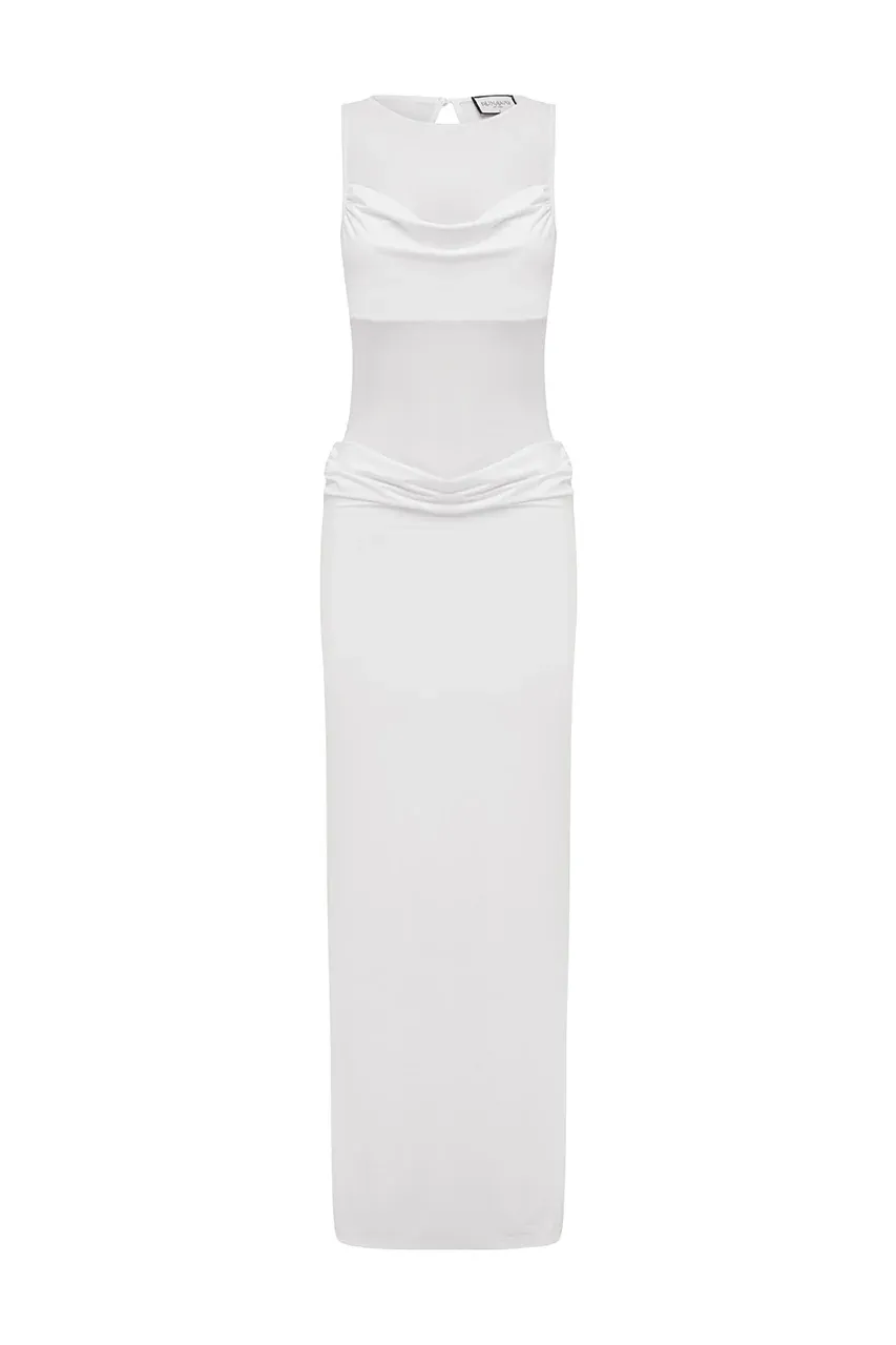 Wilona Sleeveless Cowl Maxi Dress - White - Image 7