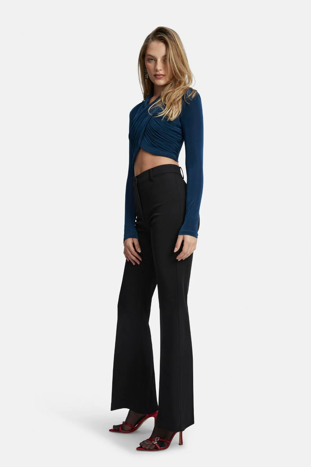 Wren Wrap Knit Top - Teal - Image 5