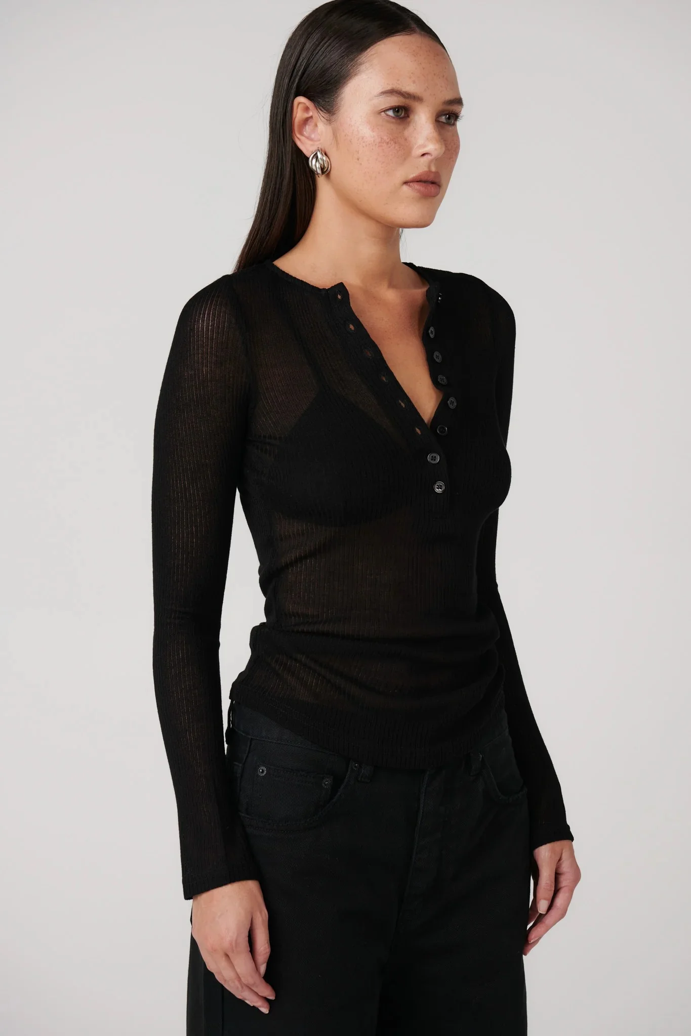 Xavier Button Top - Black - Image 3