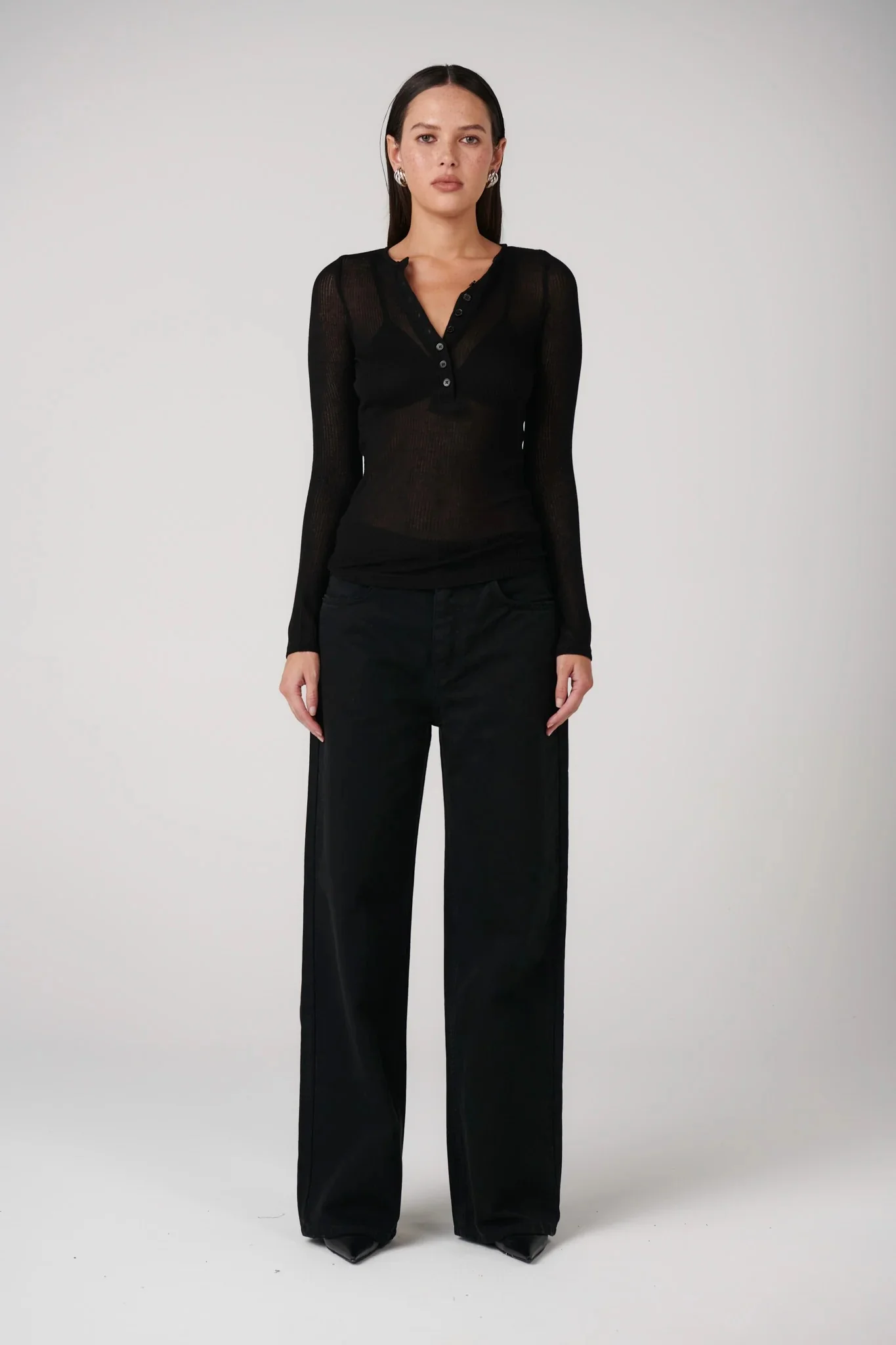 Xavier Button Top - Black - Image 5