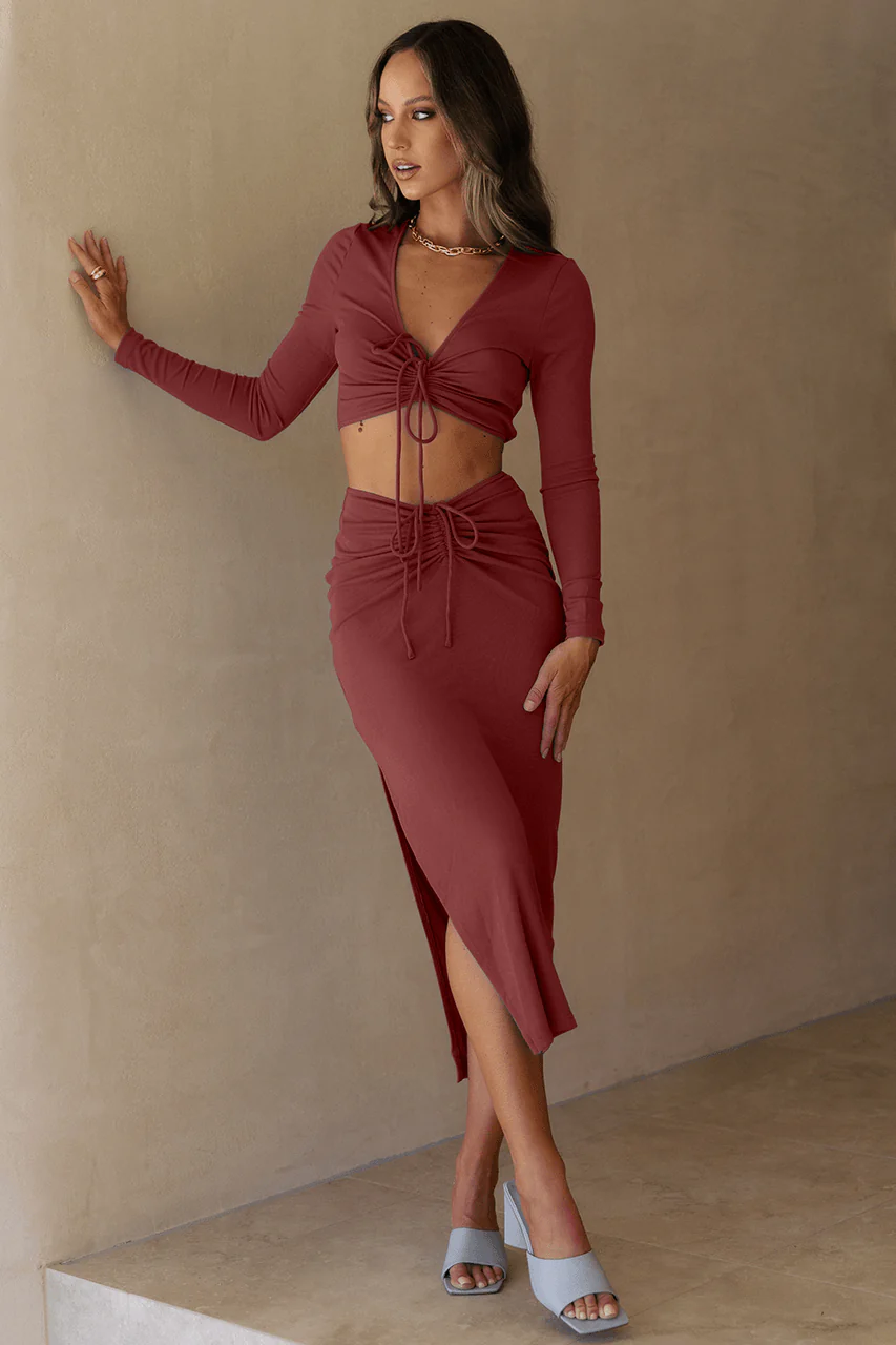 Xenia Long Sleeve Crop - Cinnamon - Image 3