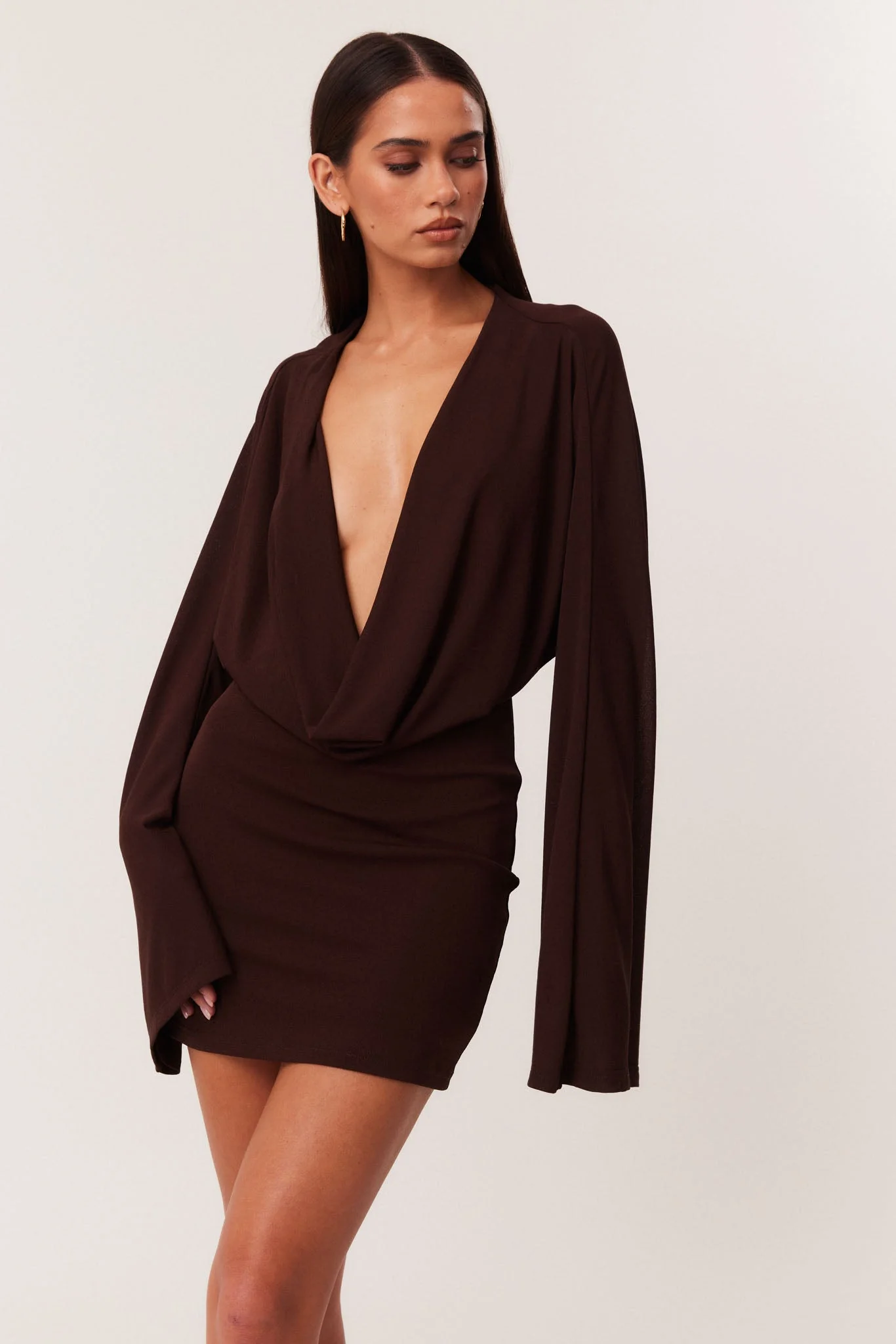 Yolanda Mini Dress - Chocolate - Image 6