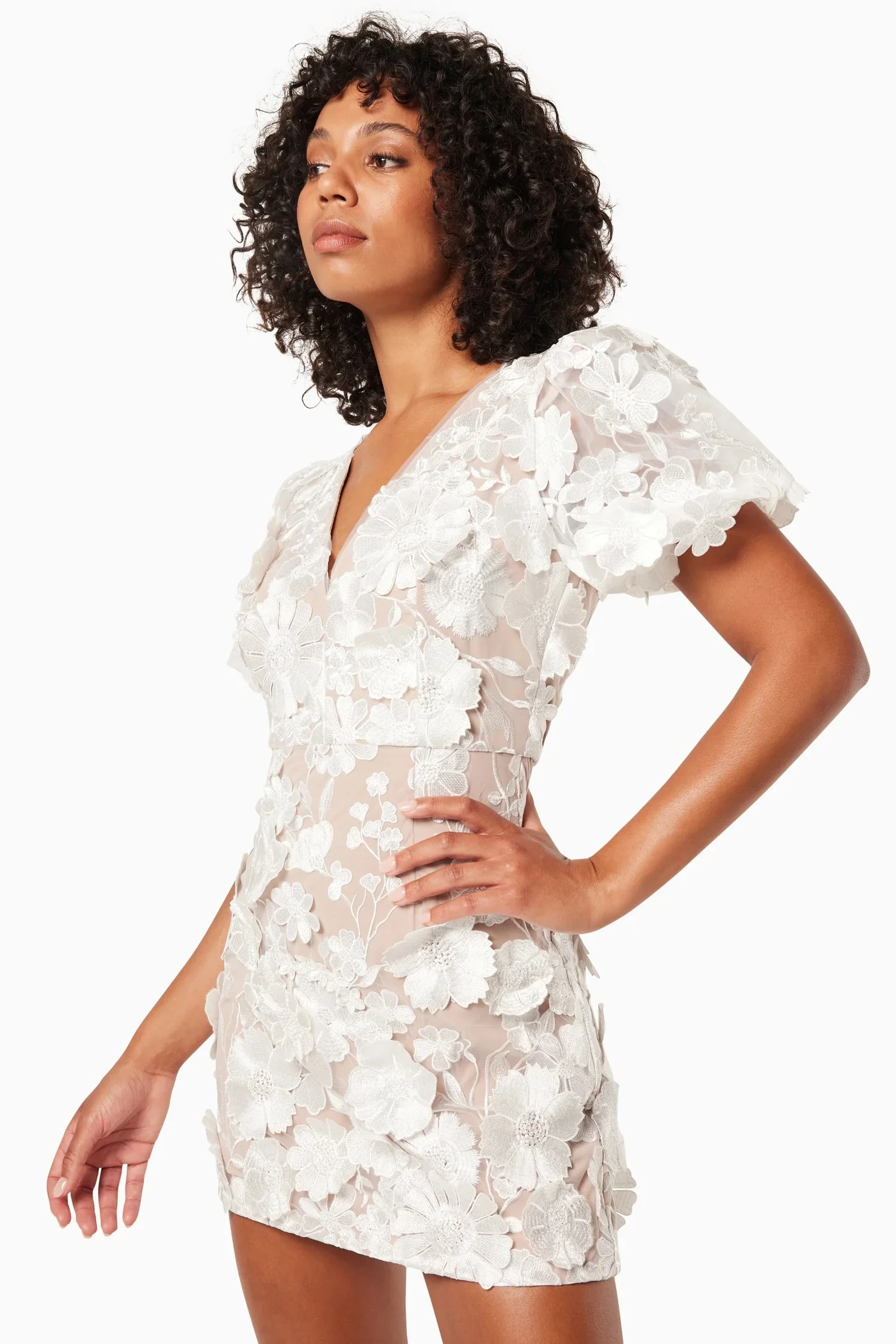 Zayla Mini Dress - Ivory/Nude - Image 5