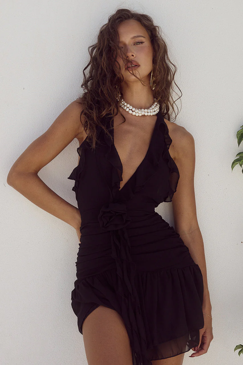 Zelie Mini Dress - Black - Image 5