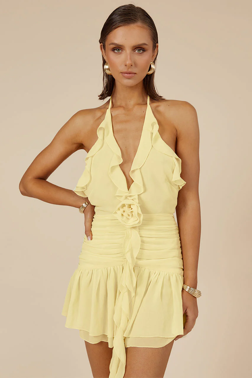 Zelie Mini Dress - Lemon - Image 3